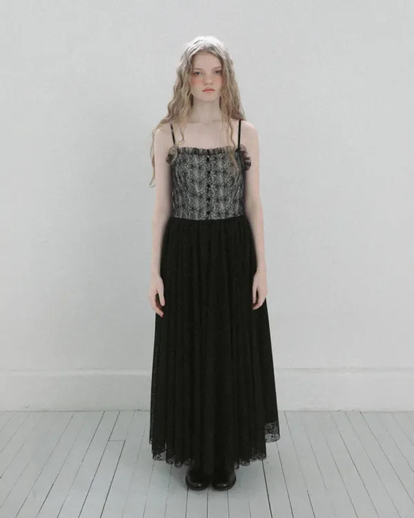 flétta 103 Rose Lace Dress_Black