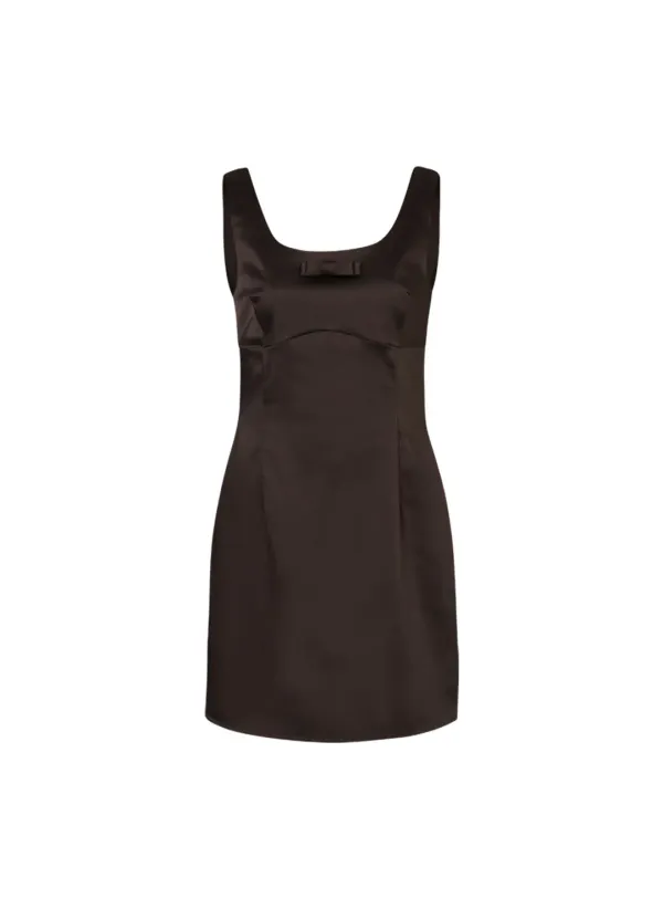 Prom Slim Satin Mini Dress (Brown)