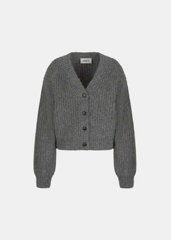 W FINE WOOL KNIT CARDIGAN - LIGHT GRAY