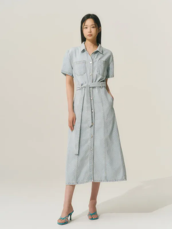 Dot denim dress