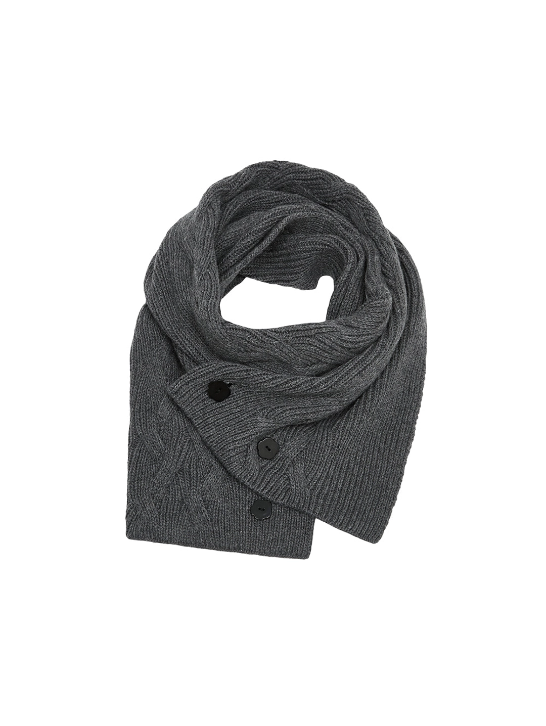 뚜오미오 [09.28 예약 발송] BUTTON WOOL KNIT MUFFLER [CHARCOAL] 상품 이미지 1