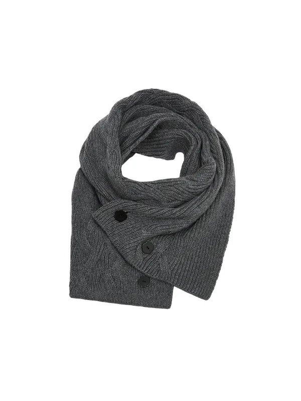 [09.28 예약 발송] BUTTON WOOL KNIT MUFFLER [CHARCOAL]
