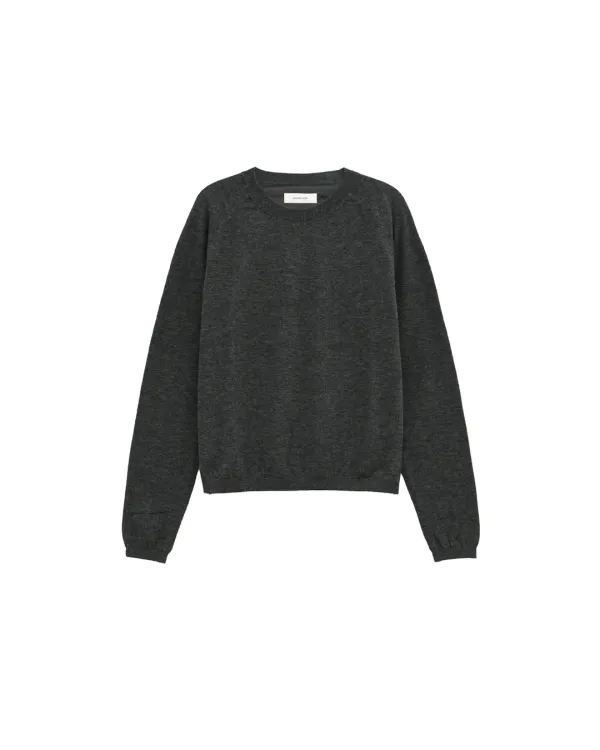 W Super Fine Bound Neck Knit, Charcoal
