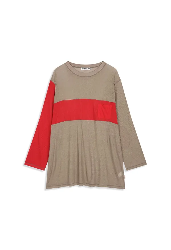 [EXCLUSIVE] SLOUCHY COLOR BLOCK TEE, BEIGE