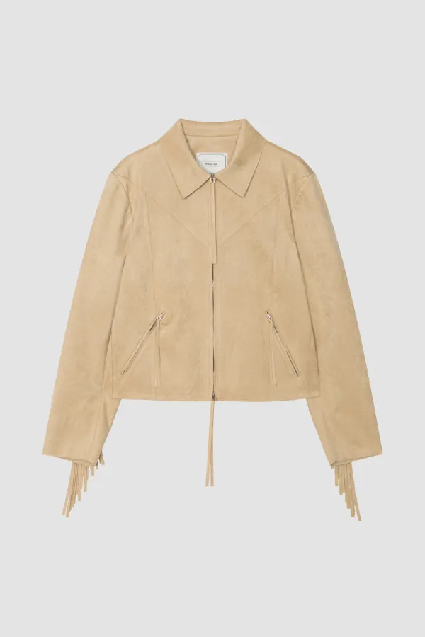 WESTERN FRINGE SUEDE JACKET_LIGHT BEIGE