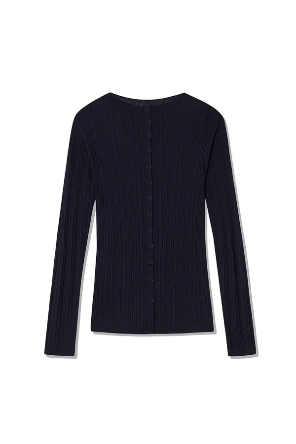 WRINKLE MOCKNECK CARDIGAN [NAVY]
