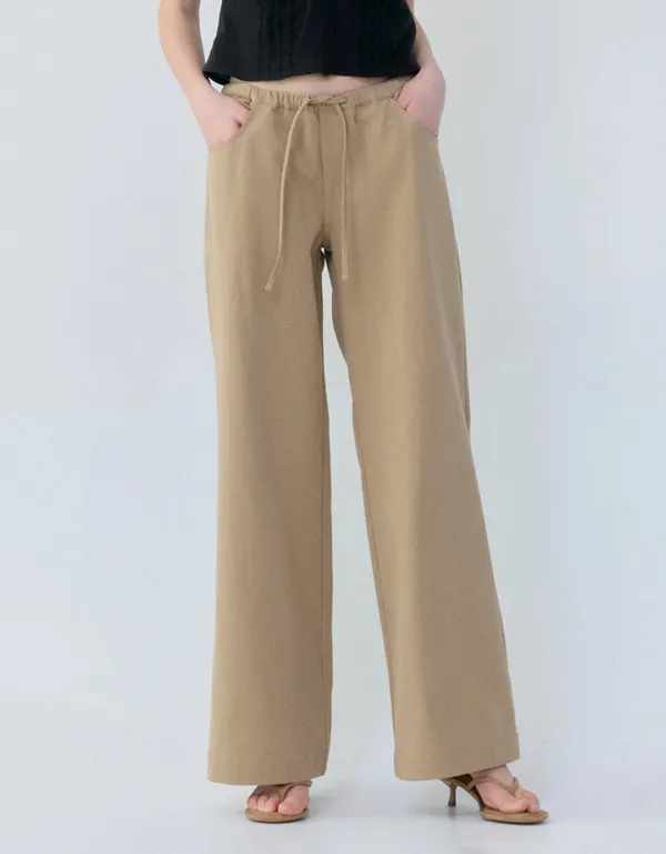 Low Cotton Pants (Beige)