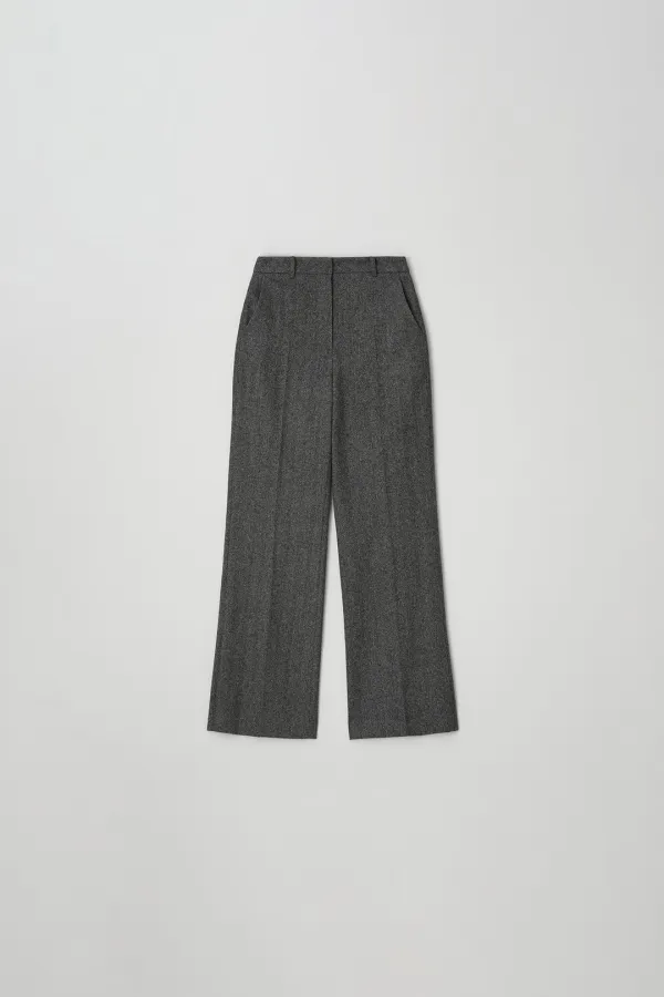 Herringbone Bootcut Pants (black)