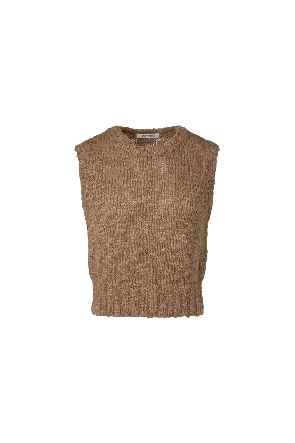 BOLD KNIT WOOL VEST [BROWN]