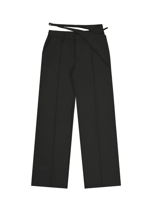 [3RD] WAIST BELTED WIDE PANTS, BLACK