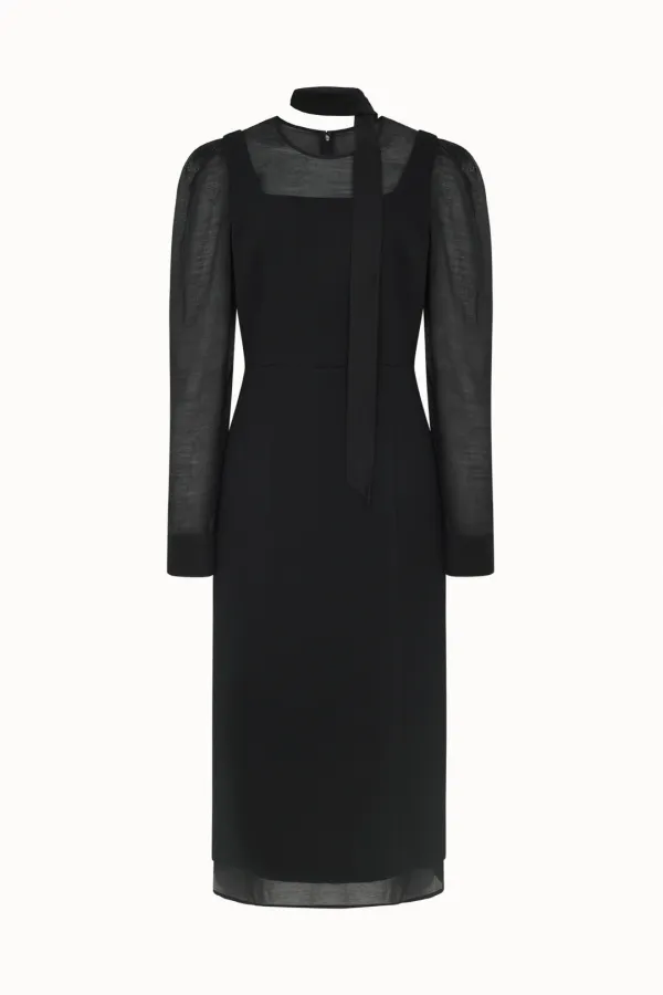 [7차 리오더][사이즈 추가]Sheer Layered Tie Dress[LMBFCO25DR803]-Black
