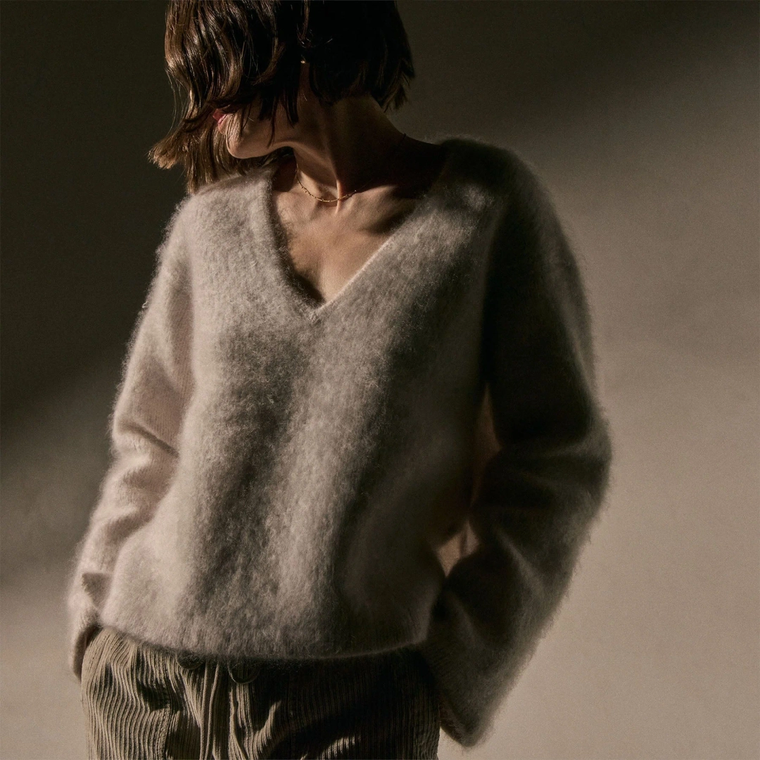 제임스펄스 Halo Brushed Cashmere V Neck - Pearl 상품 이미지 2