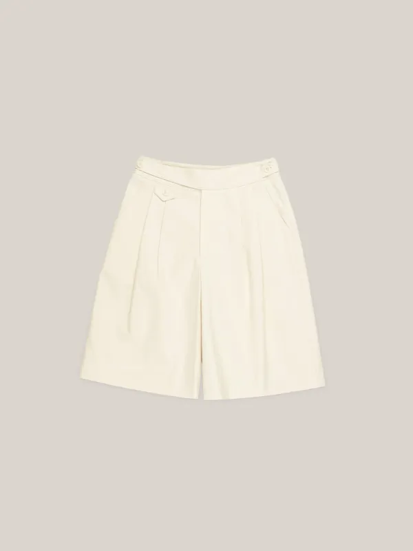 BUTTON STRAP MIDI PANTS  [ CREAM ]