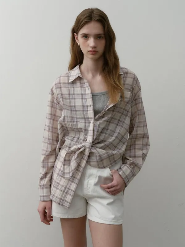 Essential Loose Fit Summer Pattern Shirt Brown Check