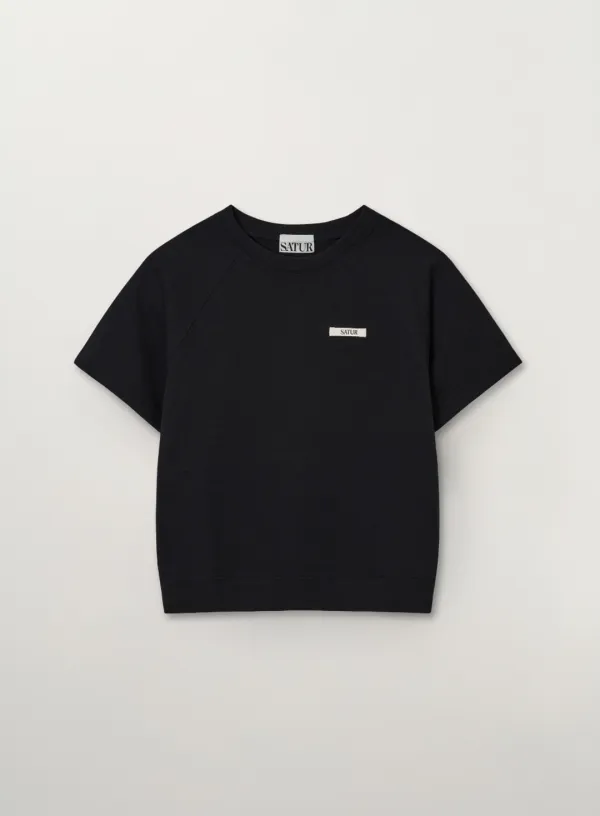 (W) Basic Half Sweatshirt - Black