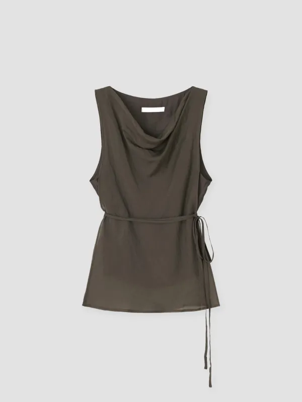 LAYER DRAPE BLOUSE_CHARCOAL BROWN_OE2C2MBS70CHB