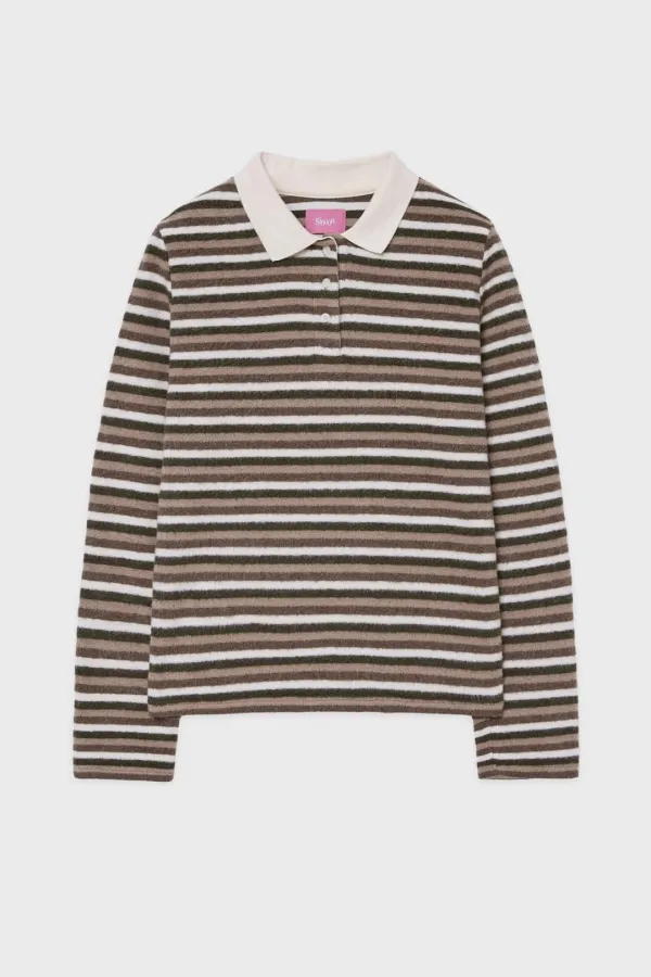 SN Stripe Collar T-shirt (Brown)