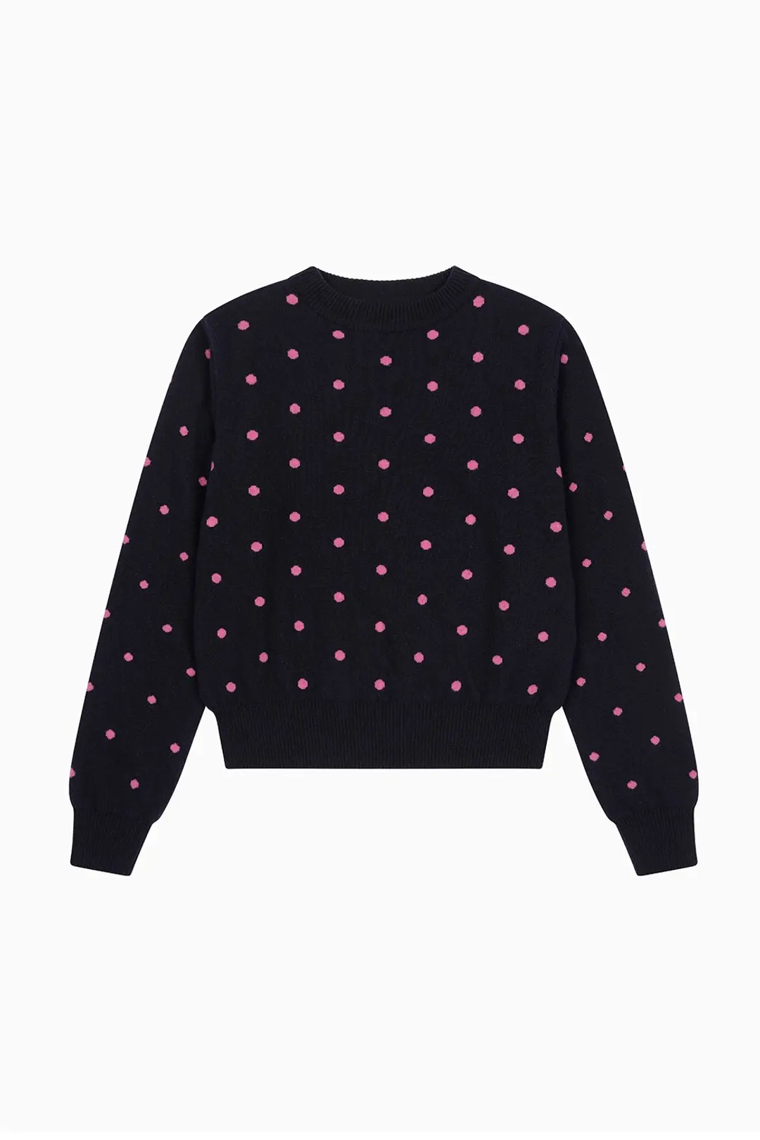 오헤시오 CASHMERE DOT KNIT, NAVY PINK 상품 이미지 3