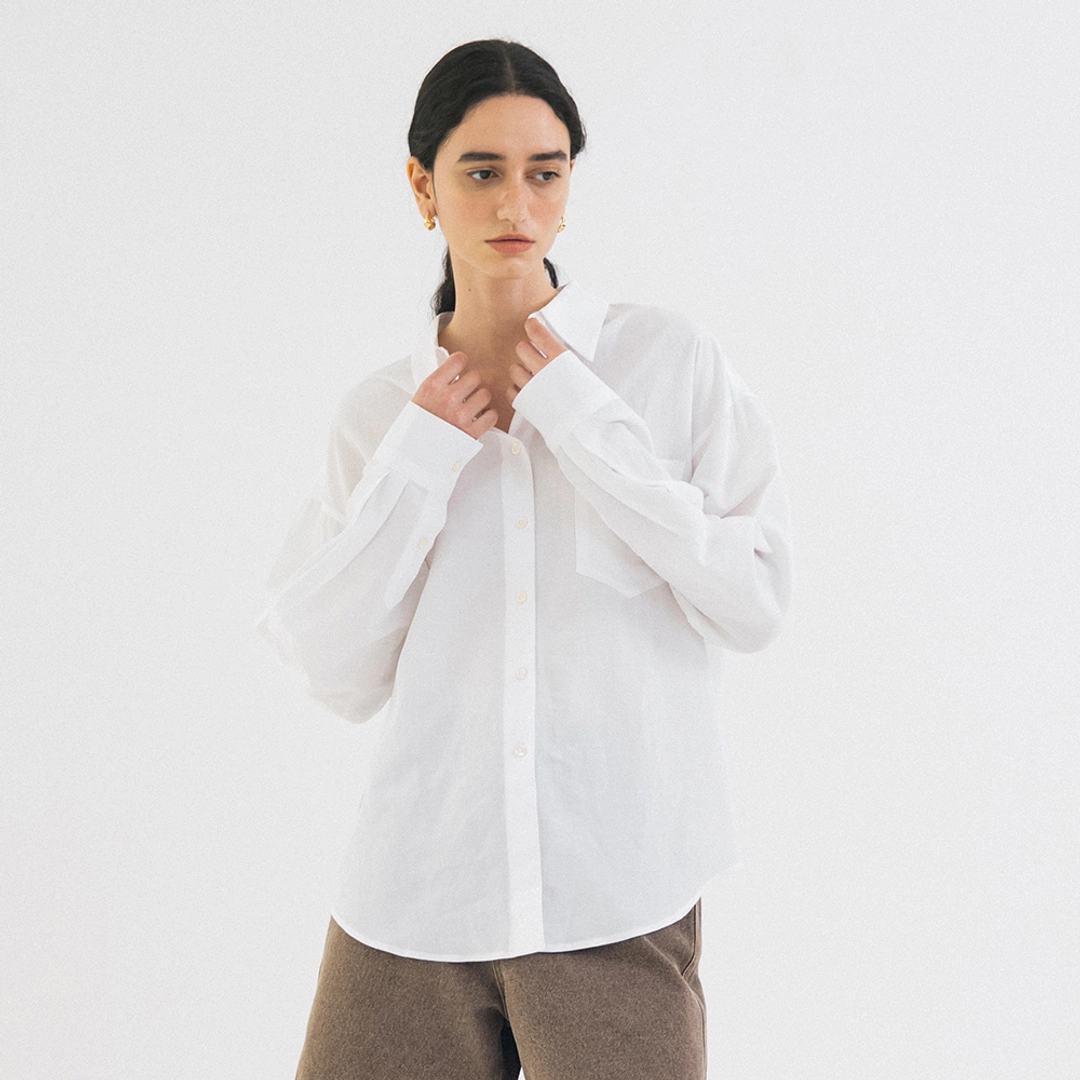 시야쥬 SITP5198 린넨 블렌드 퓨어 셔츠_White 상품 이미지 2