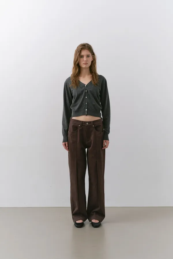 PANEL POCKET COTTON PANTS, BROWN