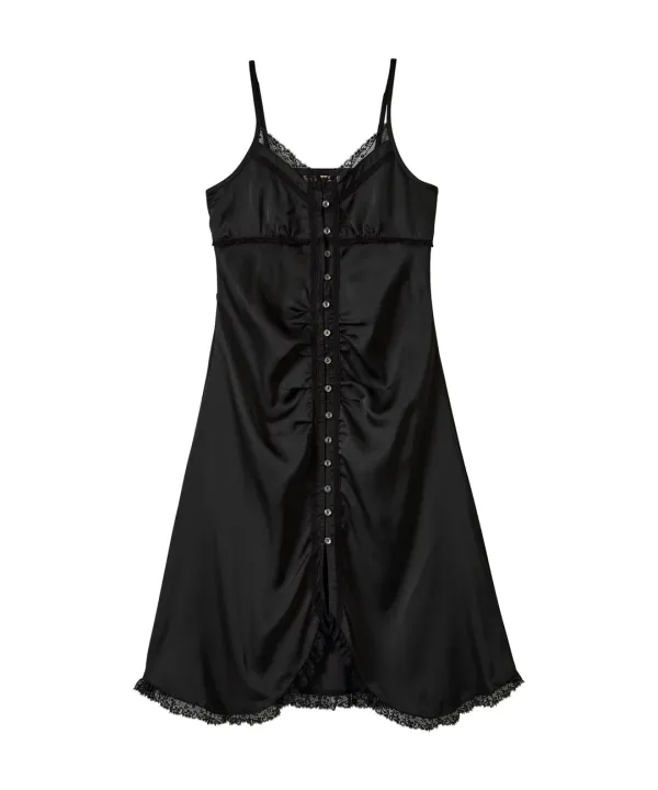 Haven Satin Long Dress-Black