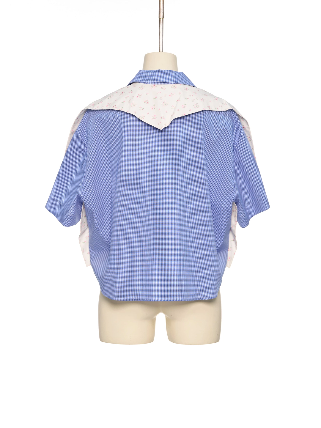 푸쉬버튼 SS26 BLUE CHECK SCARF SEAM SHORT SLEEVE SHIRT 상품 이미지 3