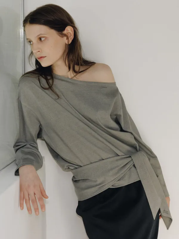 [SET] Off-Shoulder Sweatshirt + Scarf SW6SE640_2color