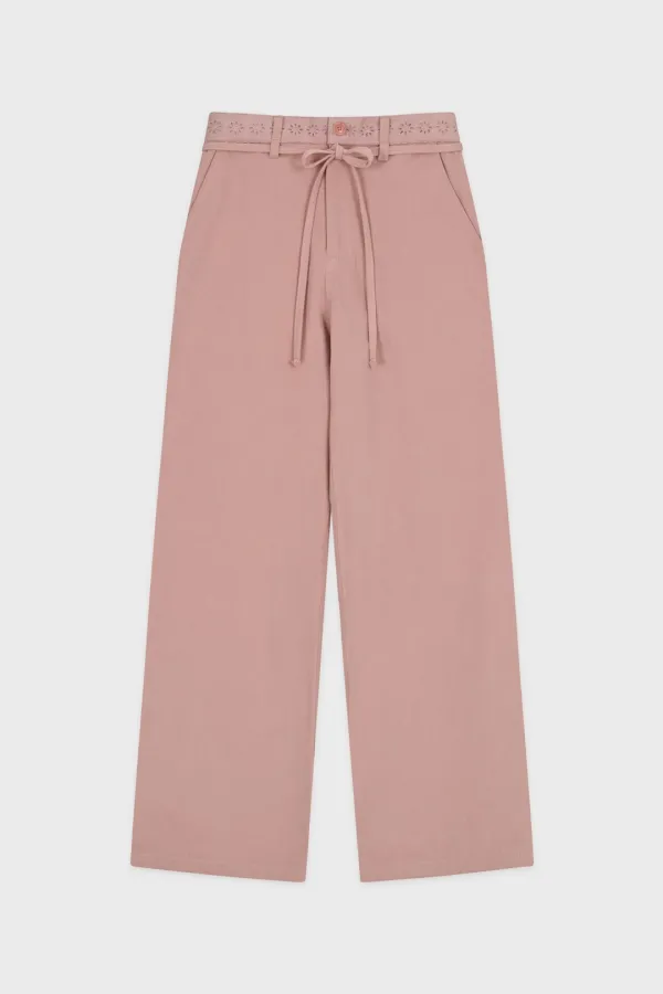Lace Cotton Pants (Pink)
