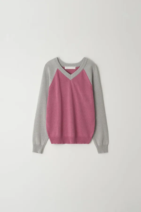 V-NECK FULL OVER KNIT_PINK