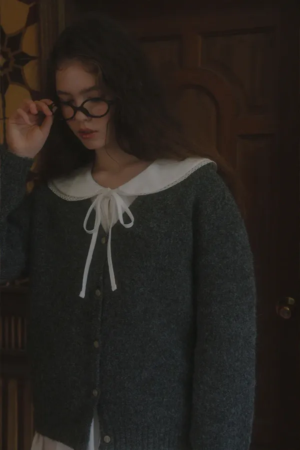 Flutter v-neck cardigan_charcoal