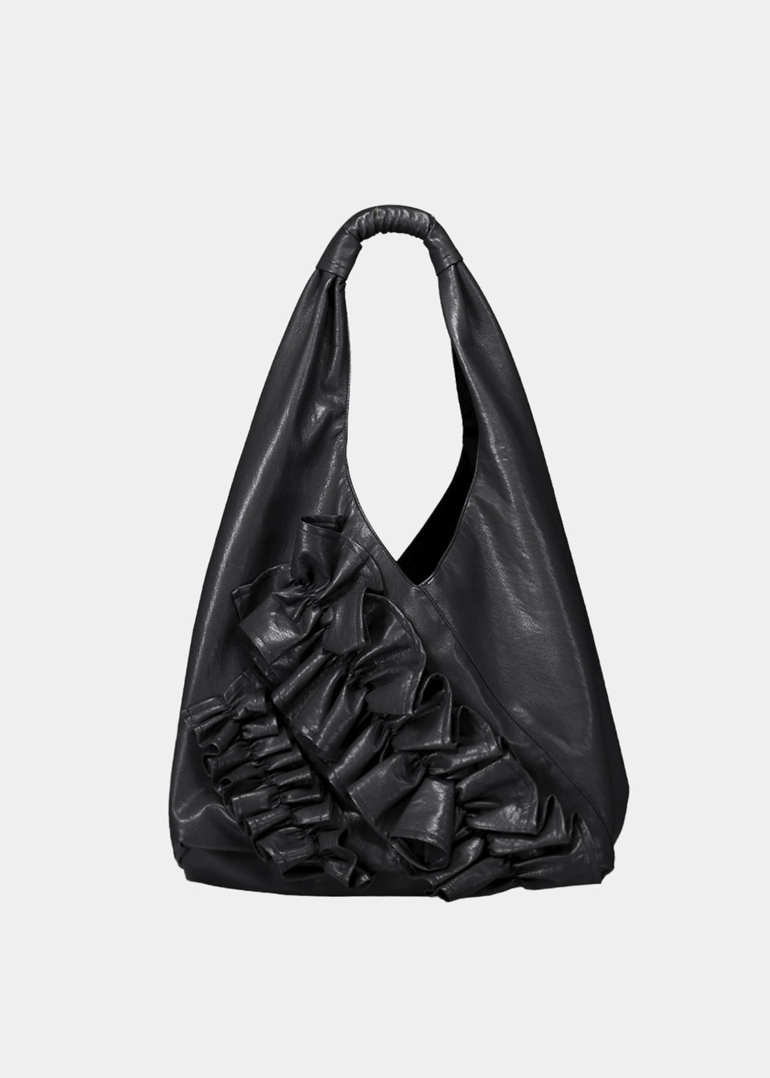 생긴 ORIGAMI RUFFLE LEATHER BAG - BLACK 상품 이미지 1
