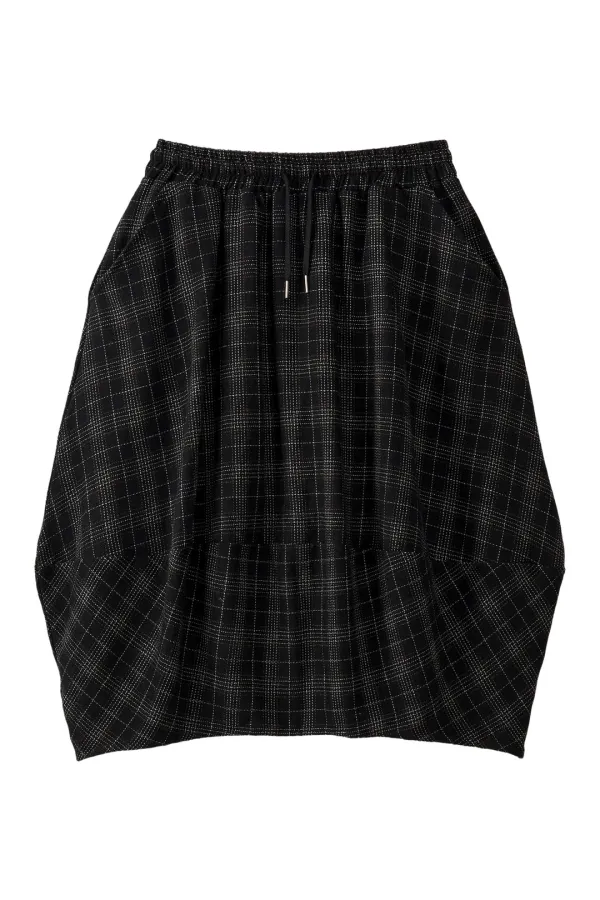 Check Balloon Skirt_Black