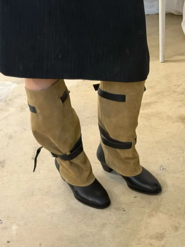 Slouch Boots - BEIGE