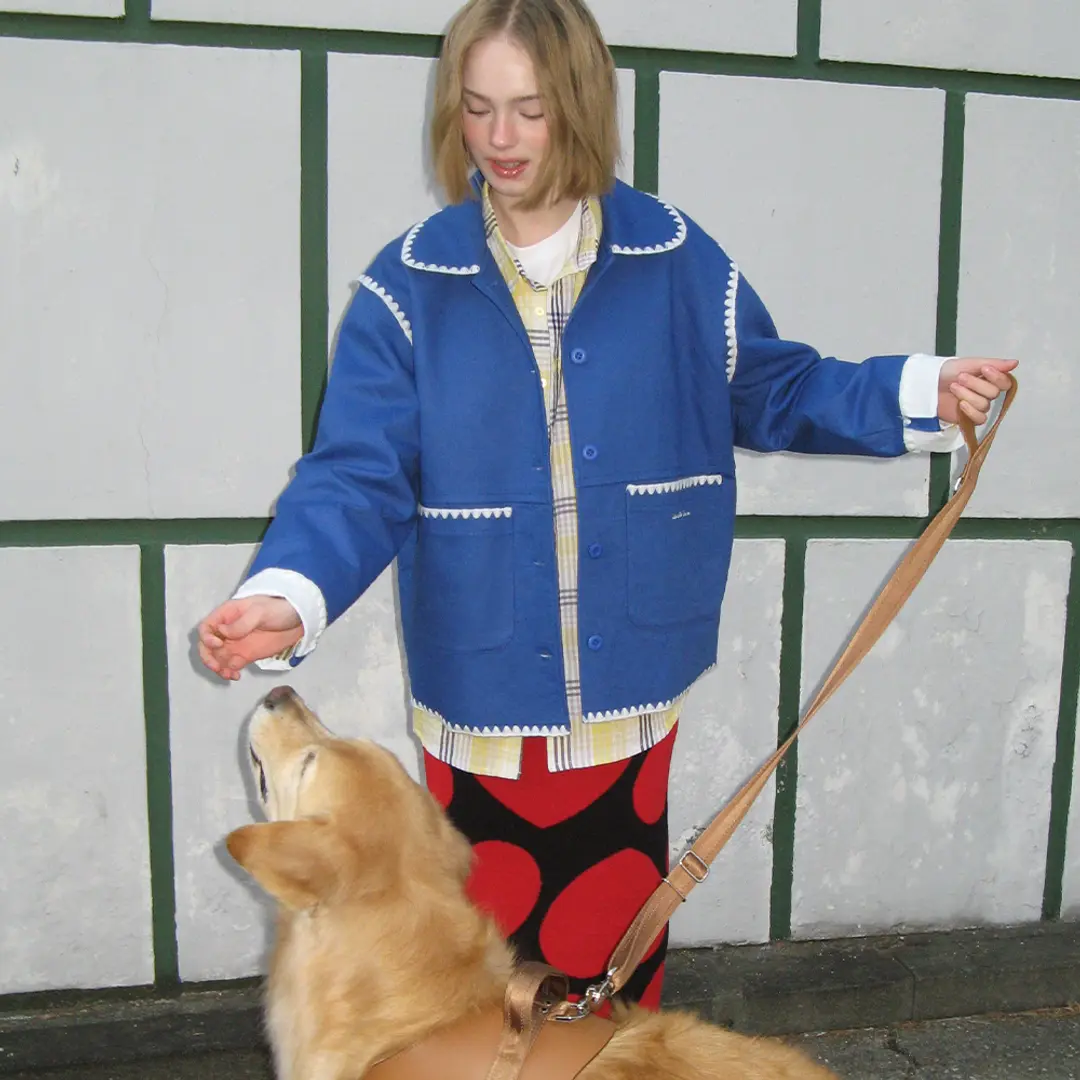 론론 CONTRAST STITCH COTTON JACKET BLUE 상품 이미지 2