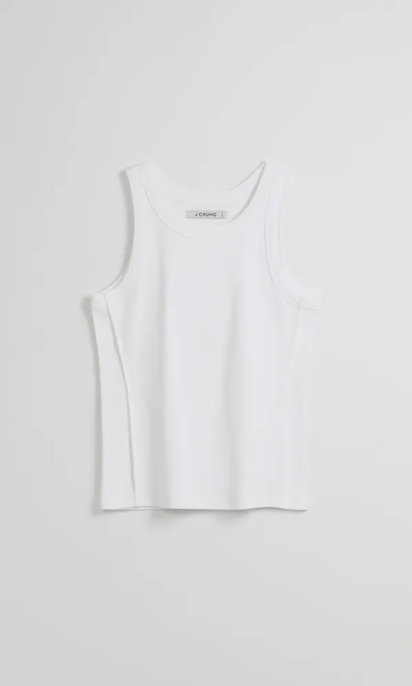 Bold Rib Sleeveless Top_White