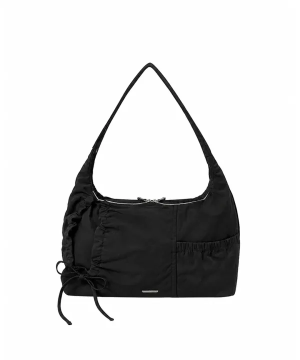 [레이 PICK] String shirring bag BLACK