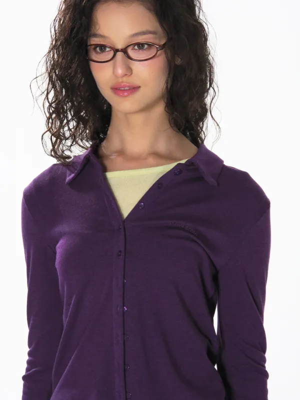 CLASSIC COLLARED CARDIGAN_PURPLE