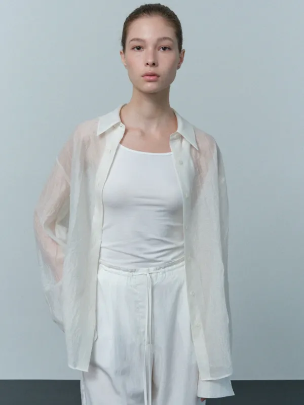 crinkle sheer shirt (ivory)