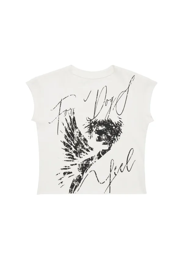 ROCKSTAR CAP SLEEVE T-SHIRT WHITE