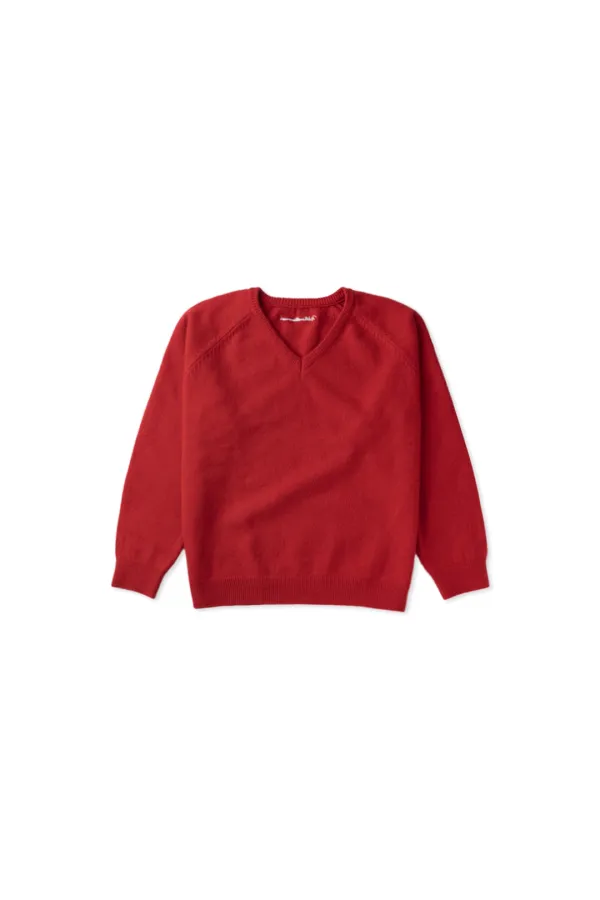 Wool blend v-neck knit_red