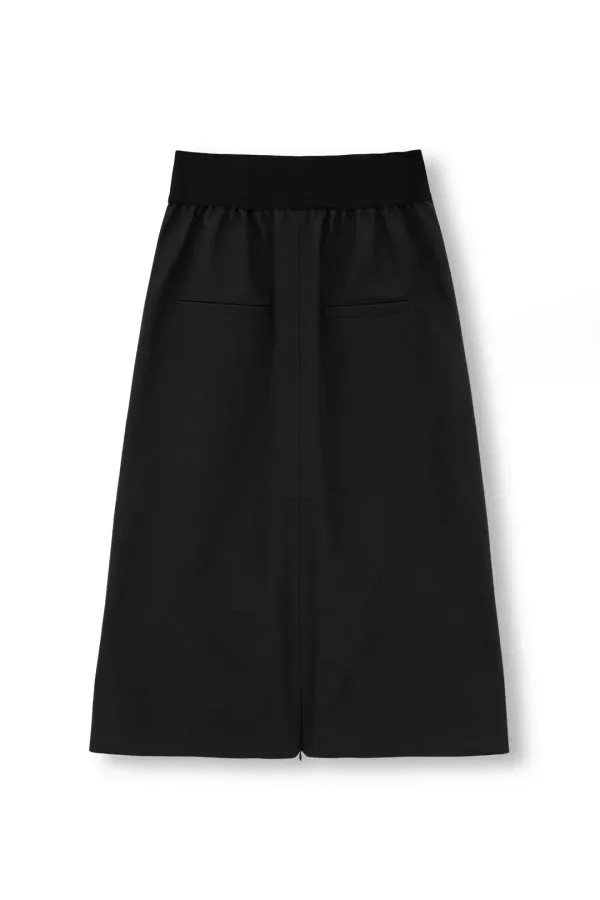 W Shirring Skirt, Black