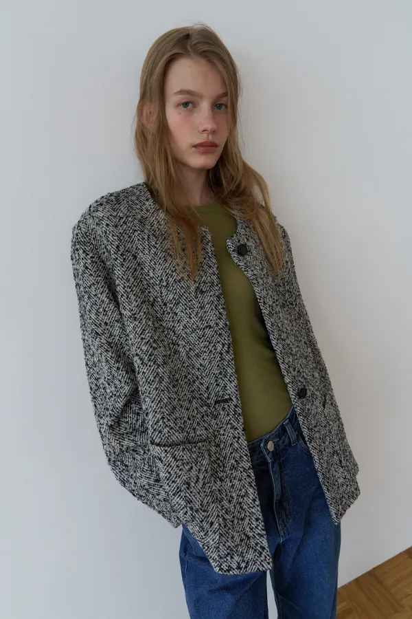 [EXCLUSIVE] HEAVY TWILL STRUCTURED ROUND JACKET_MONO