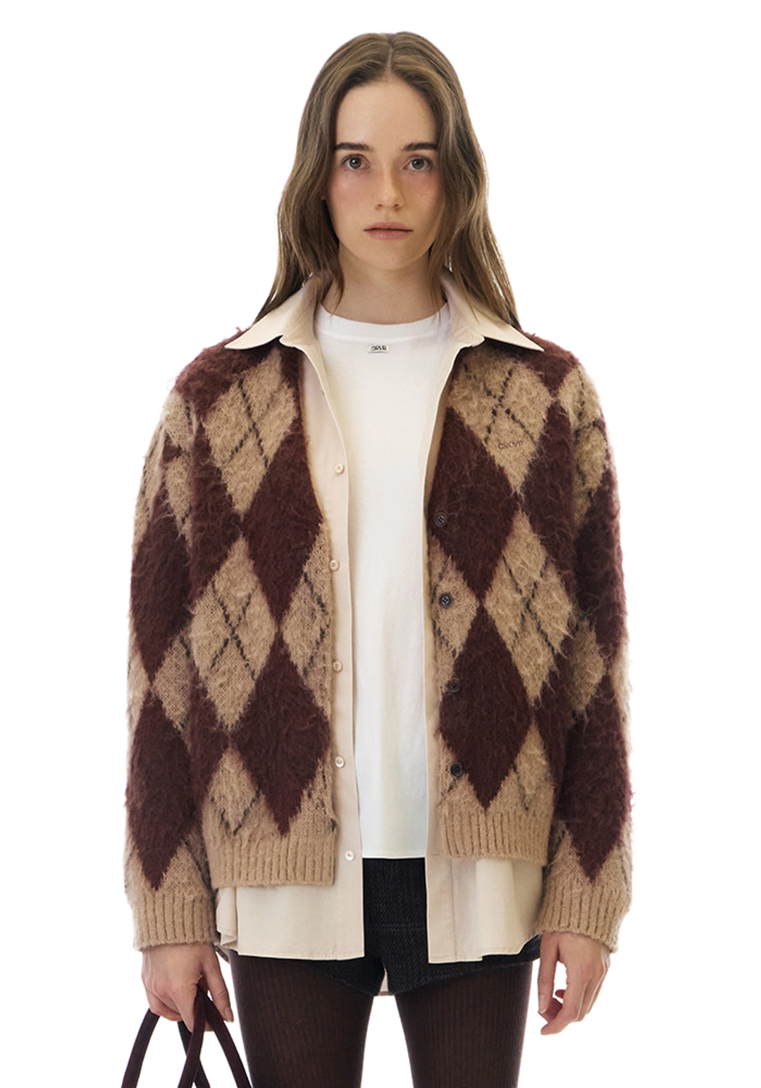 그로브 ARIA BRUSHED ARGYLE CARDIGAN 상품 이미지 2