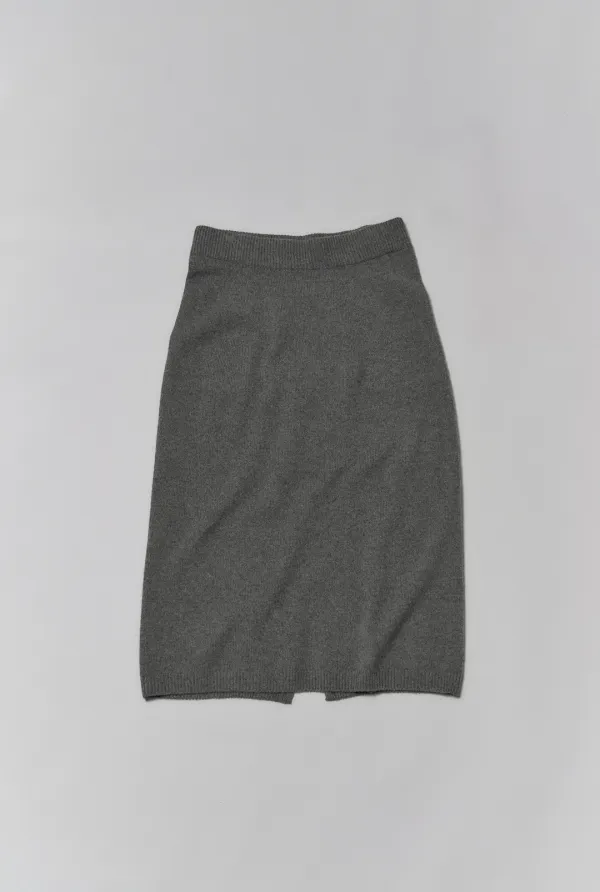 PLAIN MIDI SKIRT ( CHARCOAL )