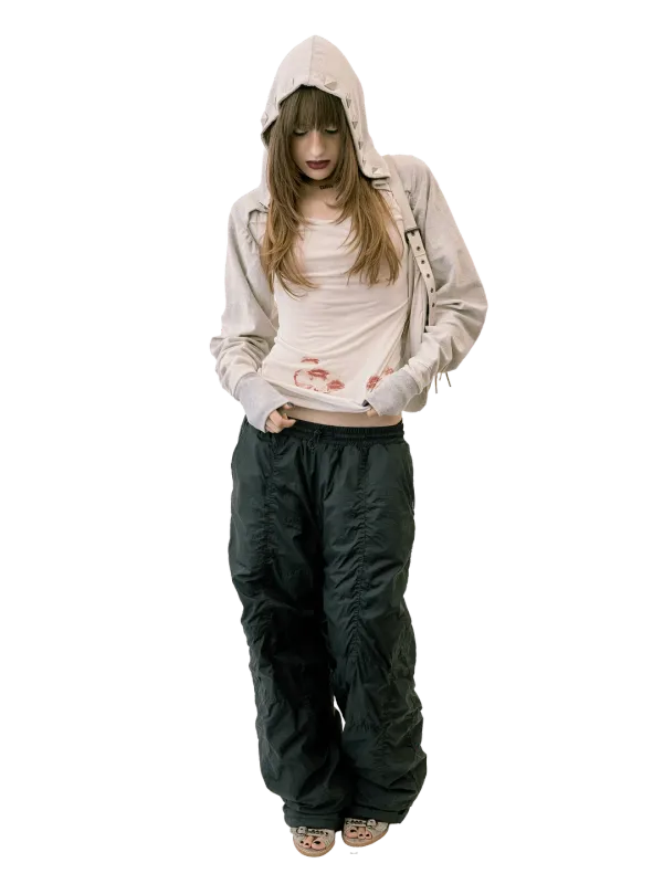 Padded Wide Pants Black