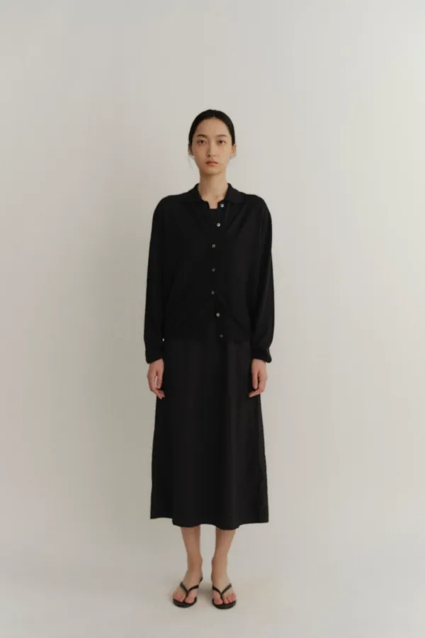 Collar cardigan (Black)
