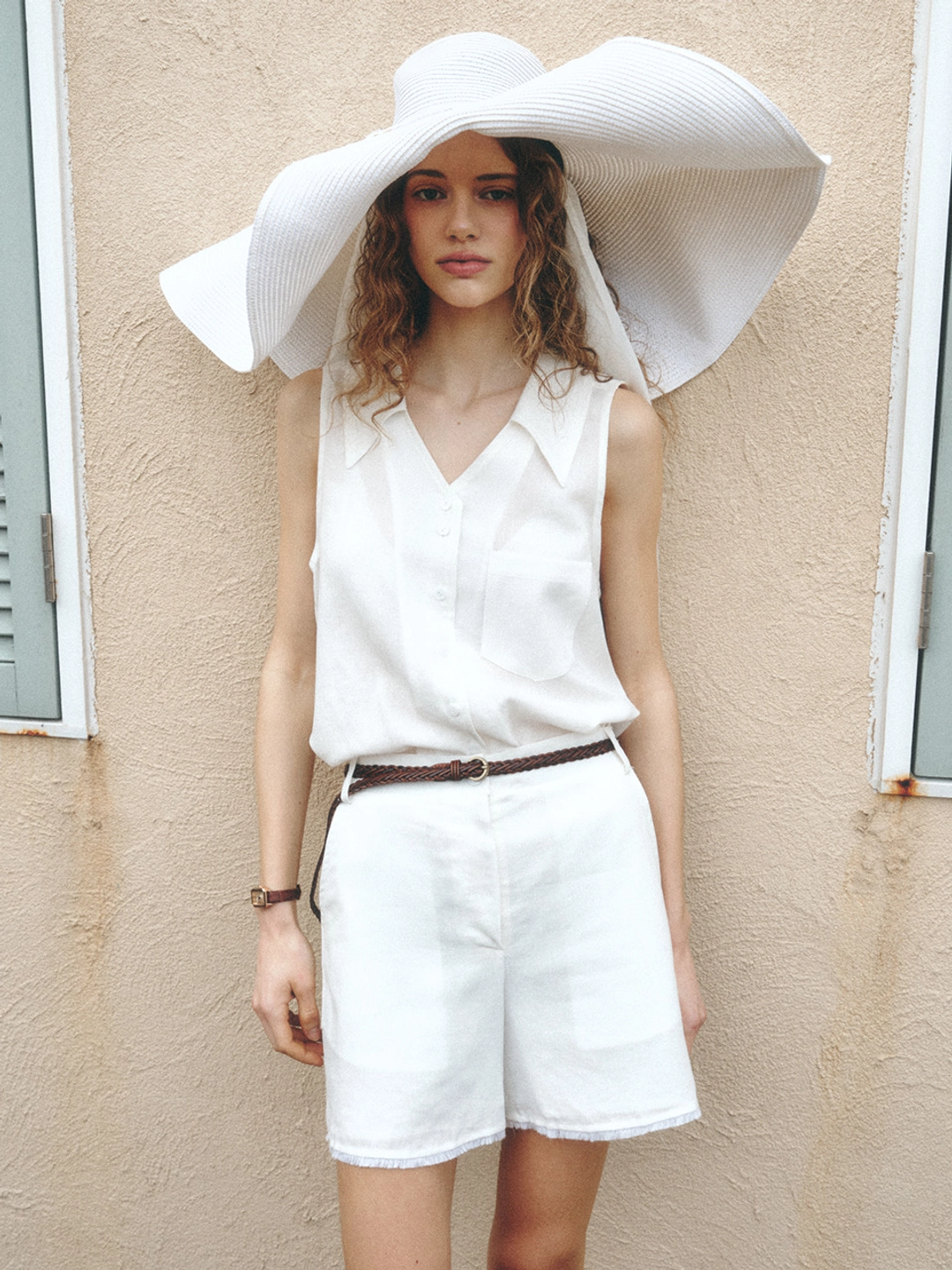 르니나 CARLIN linen belted shorts_white 상품 이미지 3