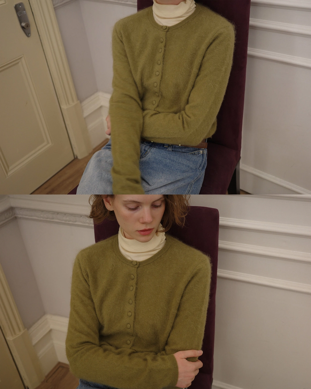 누아르나인 Hairy Wool Cardigan [OLIVE] 상품 이미지 2