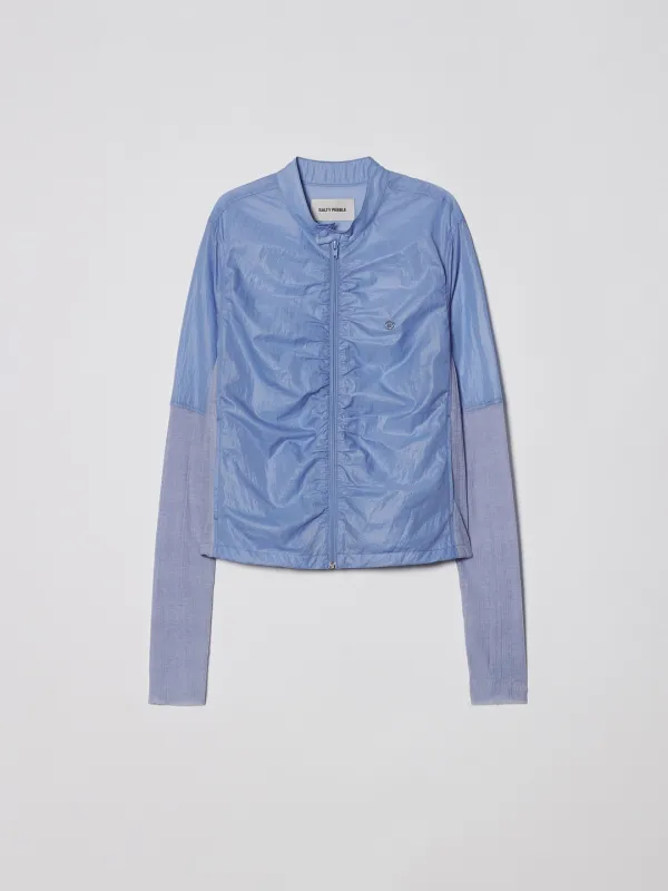 SHIRRING ZIPUP JACKET [SKY BLUE]