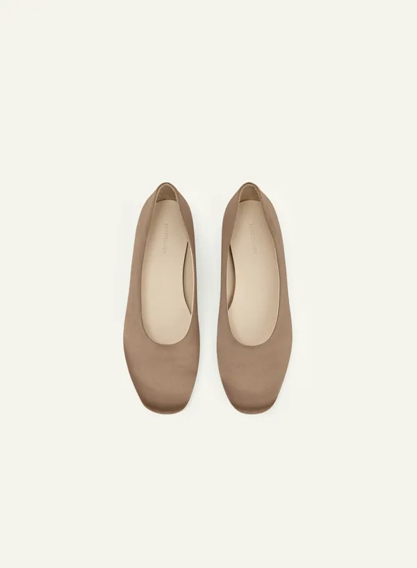 Vera Satin Flat Brown-Gold